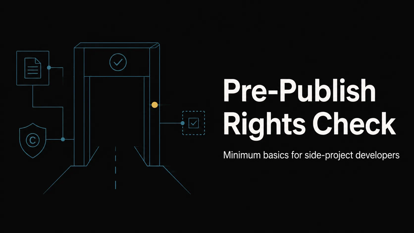 Title banner for the pre-ship rights check — teal node lines and a gate motif.
